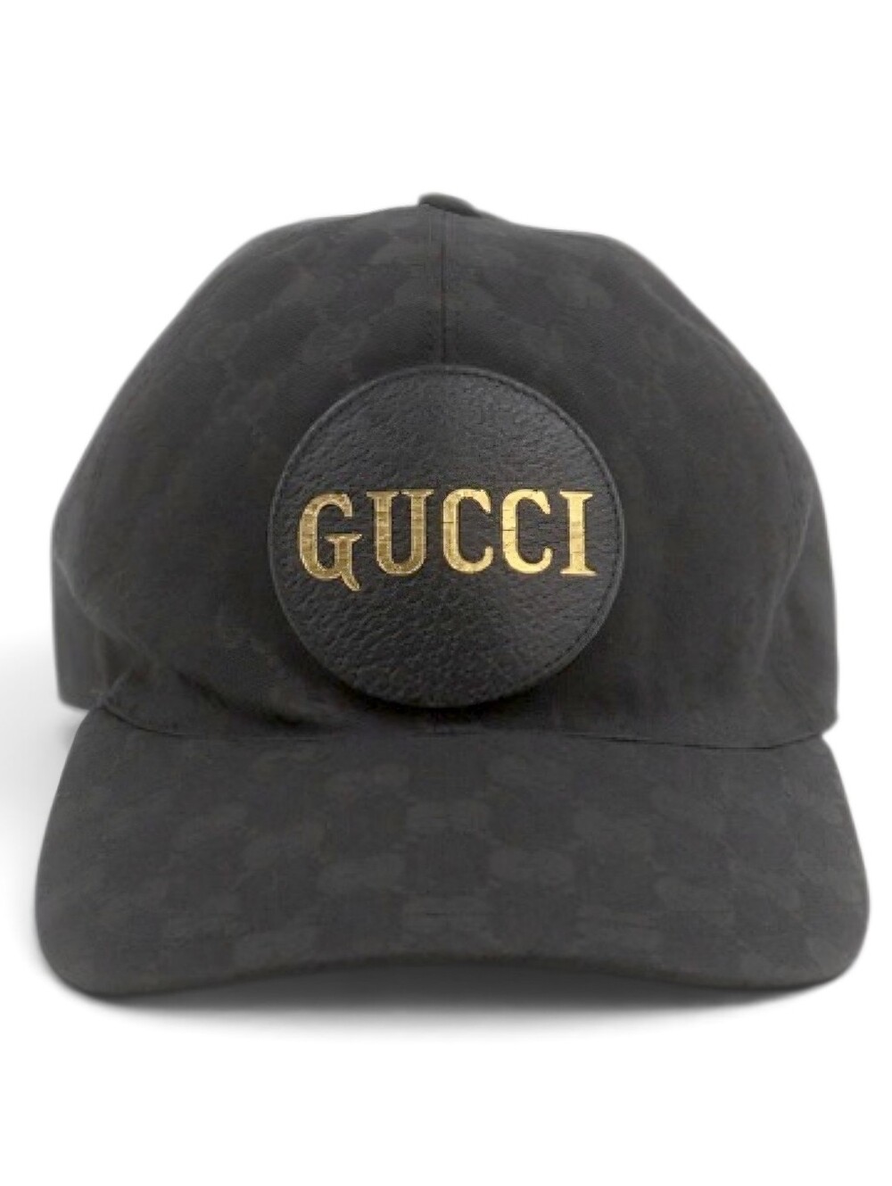 Gucci Black GG Baseball Cap with Gold Logo Lettering Size XL Unisex
